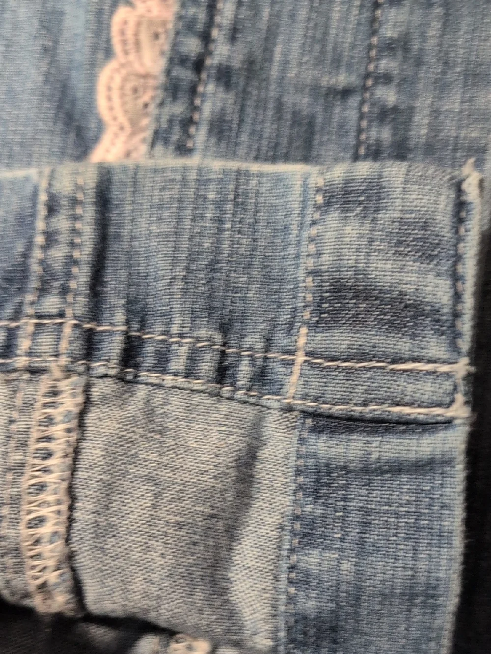 Baby Gap Y2K Infant Girls‎ Denim Pink Lace Eyelet Trim Cotton Dress 6/12 Months
